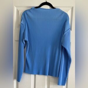 Blue Ribbed Women's Palazzo Pants Set